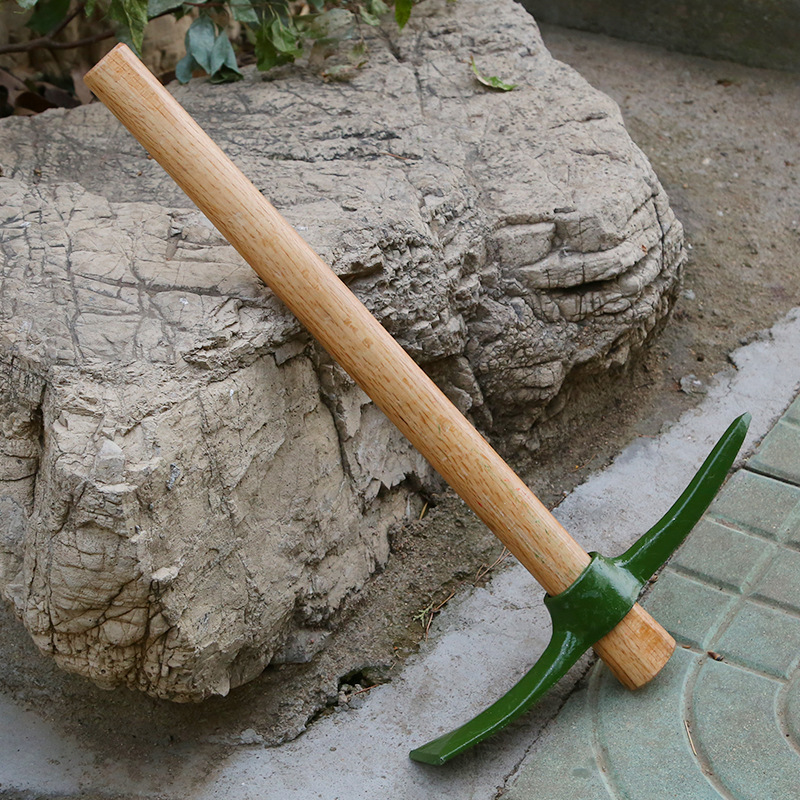 厂家货源 户外野营木柄镐车载十字扁尖钢镐小洋镐十字镐登山镐E18