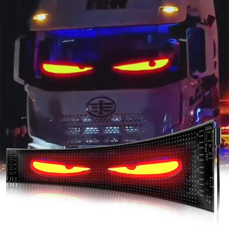 Nuevo automóvil APP Bluetooth flexible LED pantalla suave LED lámpara parpadeante USB coche pegado camión diablo ojo luz