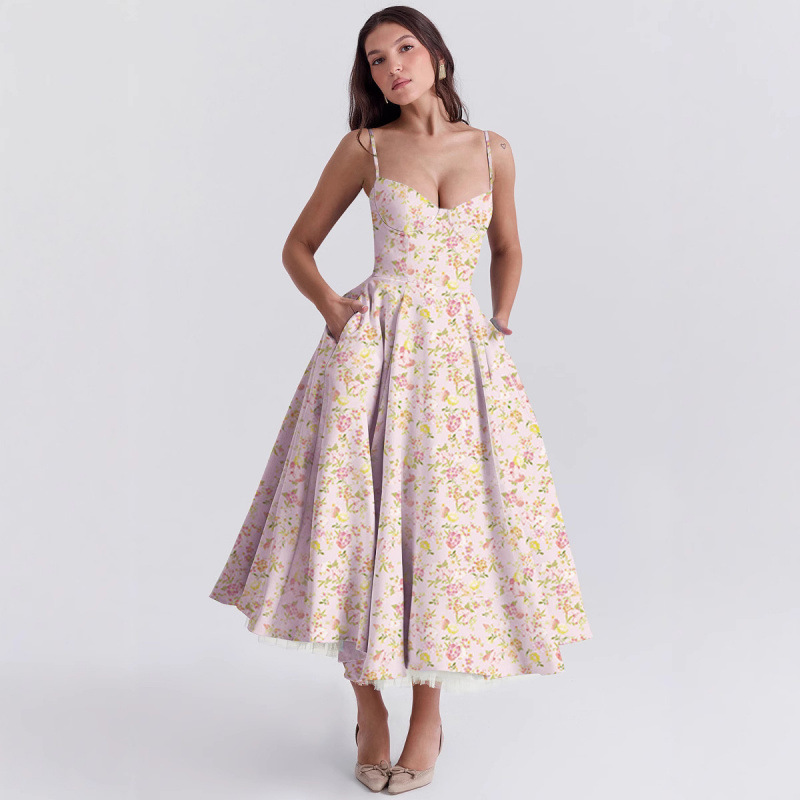 Women's Double Layer French Mesh Swing Dress Princess Design With Suspender High-End Summer Fashion_voghion.com