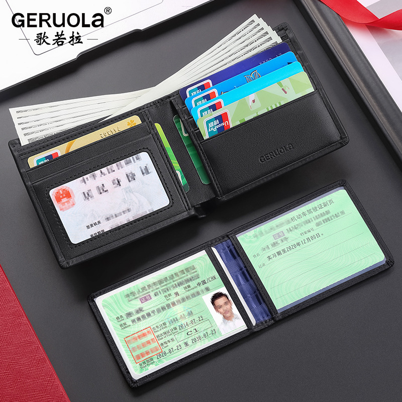 Cartera para hombre Cartera corta de piel de vaca de cuero de moda de alta gama para novio para padre regalo de cumpleaños caja de regalo bolsa de identificación