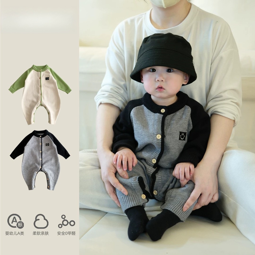 Children's demi-season knitted autumn bodysuit for men and women…