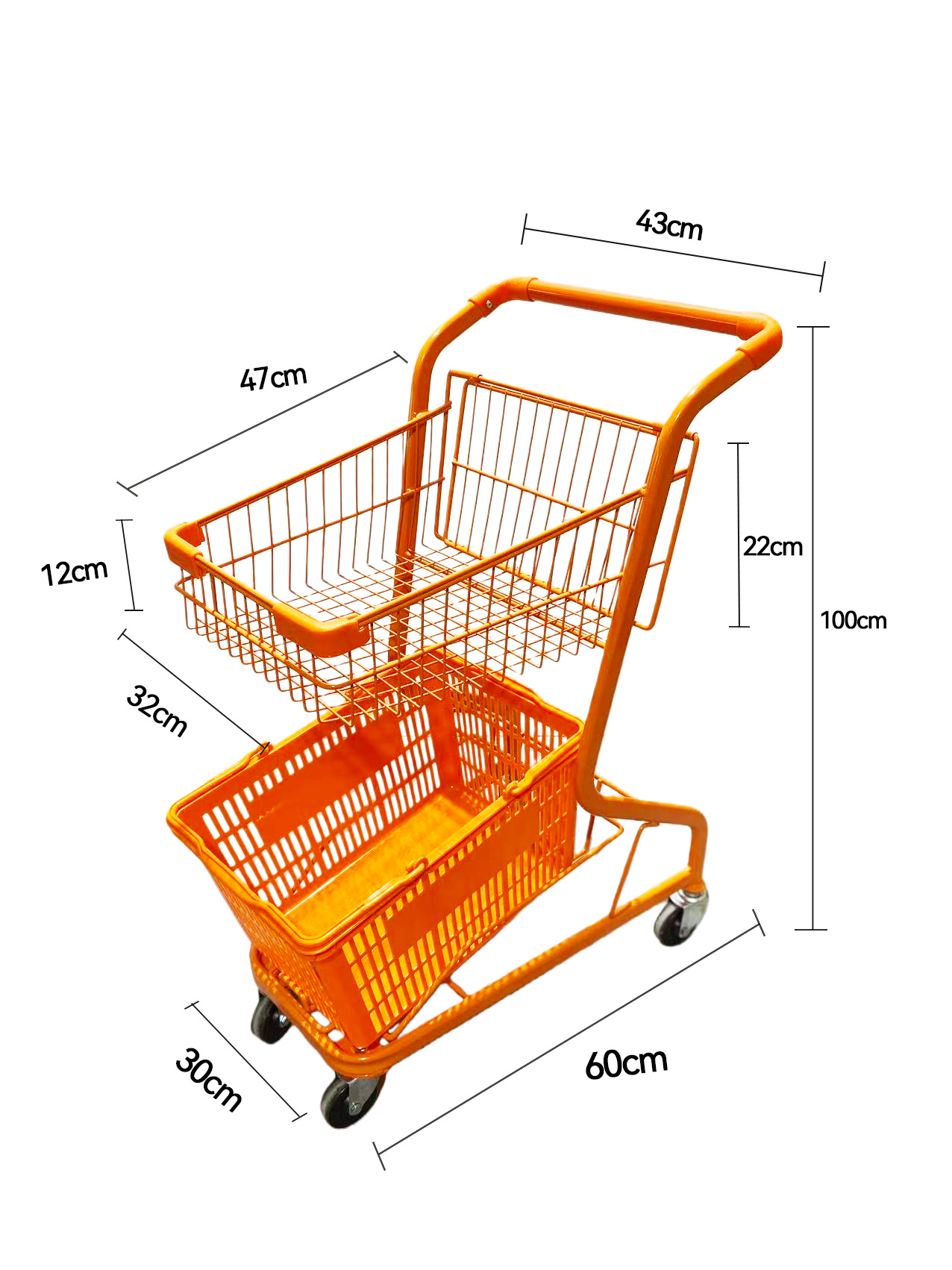 Supermercados multifuncionales agarran carritos de muñecas, centros comerciales de dos pisos, carritos de compras, puestos rojos de la red, carritos domésticos
