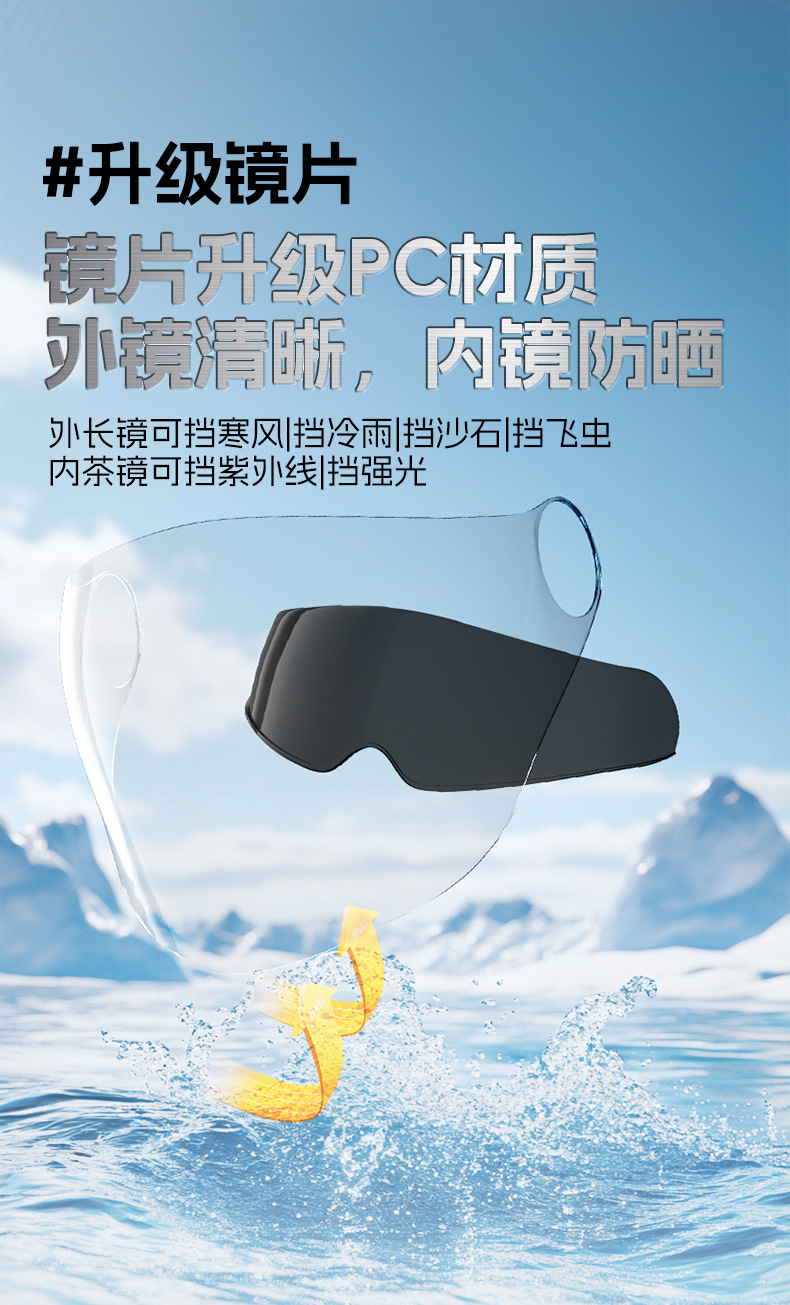 3C Certified New National Standard Electric Motorcycle Dual-Lens Helmet for Women and Men, Half-Face Electric Scooter Helmet for Autumn and Winter, Warm and Safe Helmet