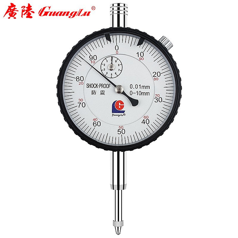 正品广陆防震百分表指示表0-3-5-10 0-30-50mm0.01mm小表盘带耳