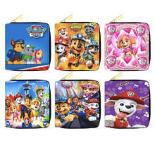 现货卡通欧美款汪汪队pu钱包学生女士短款拉链包零钱包证件包卡包