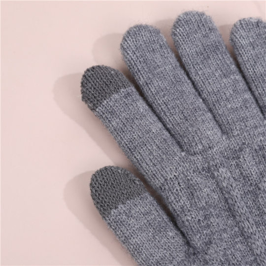 Winter gloves men's fleece-lined thickened warm cold riding driving touch screen wool knitted gloves fleece-lined wholesale