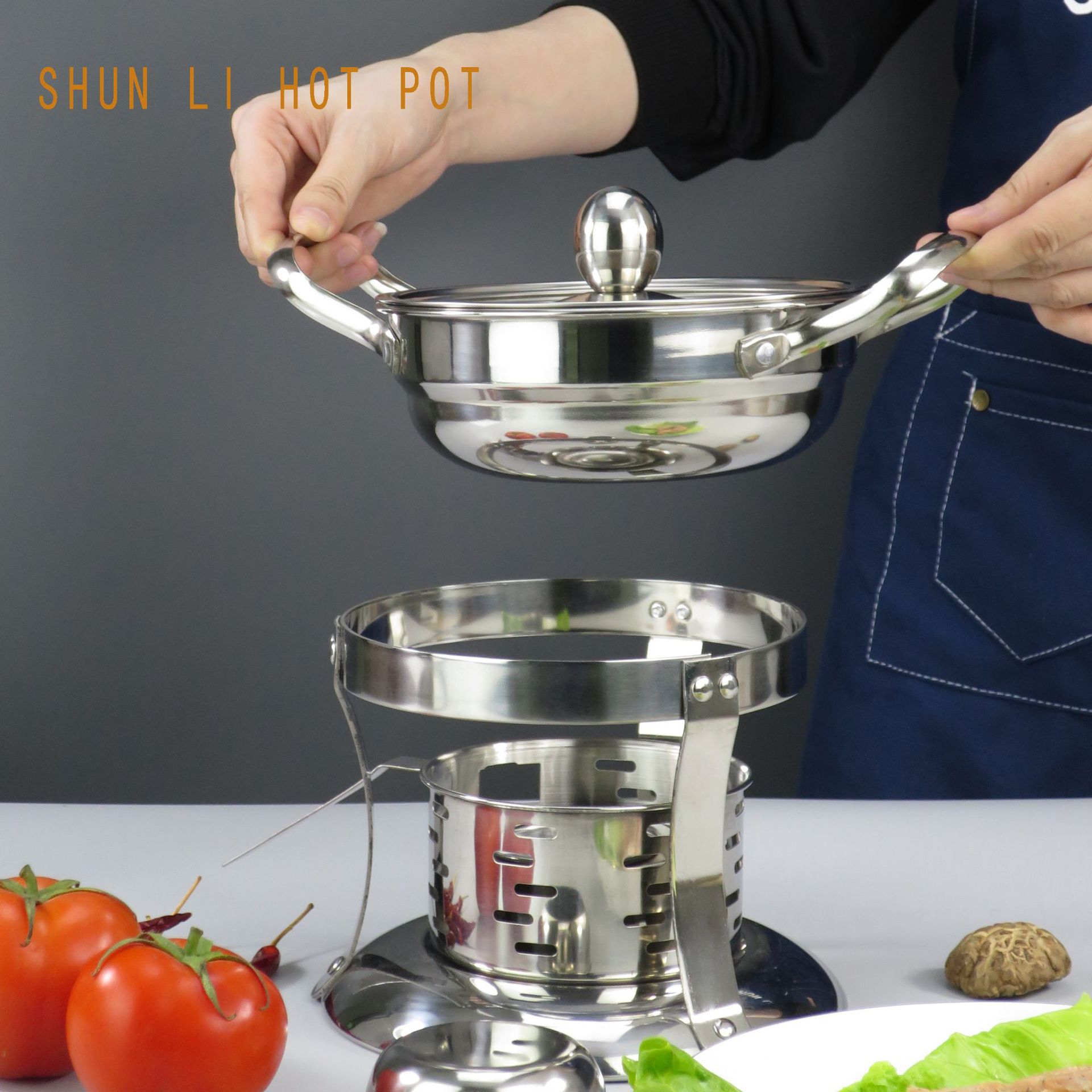 Stainless steel alcohol stove small hot pot special pot single stove…