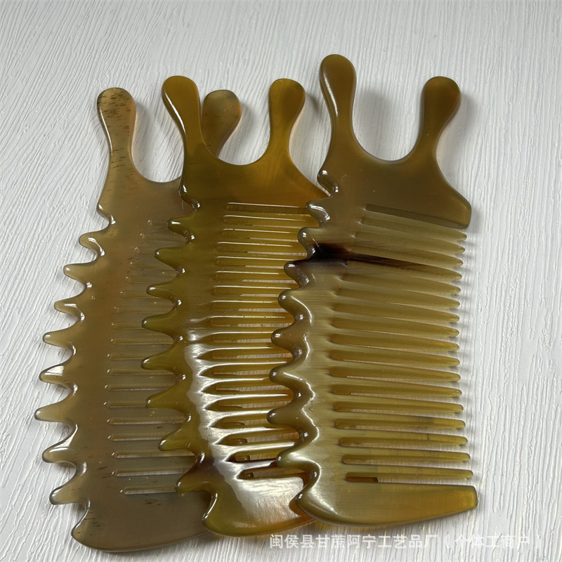 White Yak Horn Fine Tooth Comb Thickened Massage Comb 10-15CM Daily Hair Care Tool overview