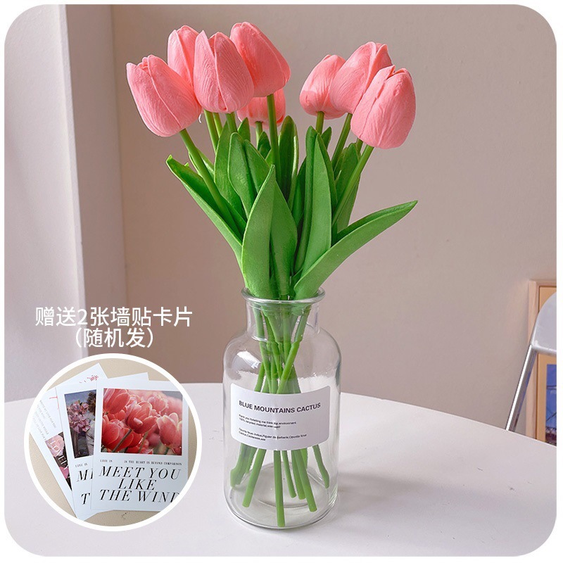 Flores florales Decoración de la sala de estar Decoración Decoración Ramo biónico Tulipán Flor seca de lujo ligero Flor falsa Decoración eterna