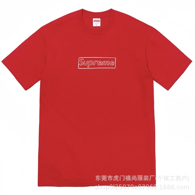 クロスボーダー25ss美潮Supreme文字プリントラウンドネック半袖男女兼用カジュアルTシャツ純綿快適|undefined