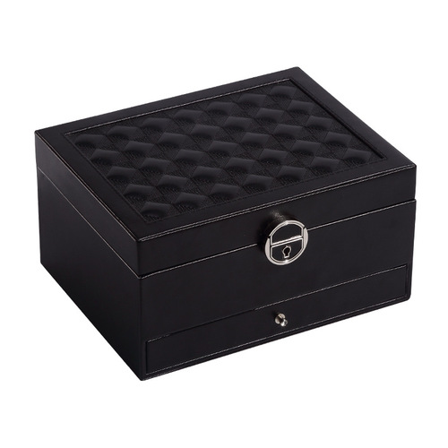 Cross-border multi-layer hinged lockable jewelry box solid color minimalist accessory storage box desk jewelry storage box Amazon