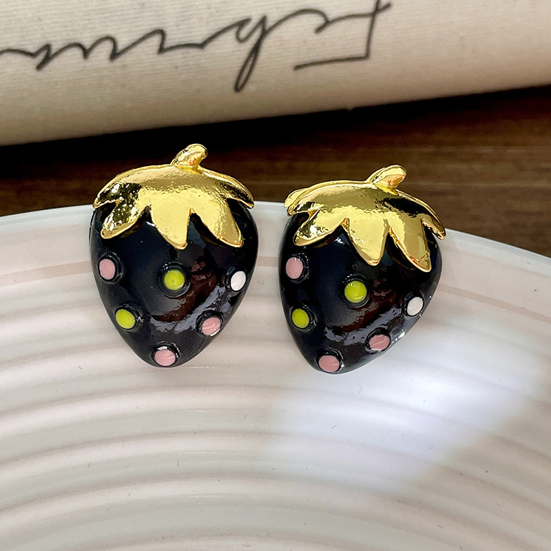 1 Pair Cute Strawberry Enamel Plating Alloy Ear Studs display picture 5