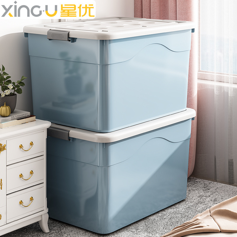 Xingyou Thickened Storage Box Extra Large Storage Box for Household Clothes Toy Plastic Large Box with Pulleys