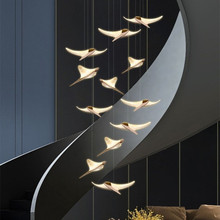 楼梯吊灯高档别墅复式楼创意个性飞鱼led灯现代简约家用大厅灯具