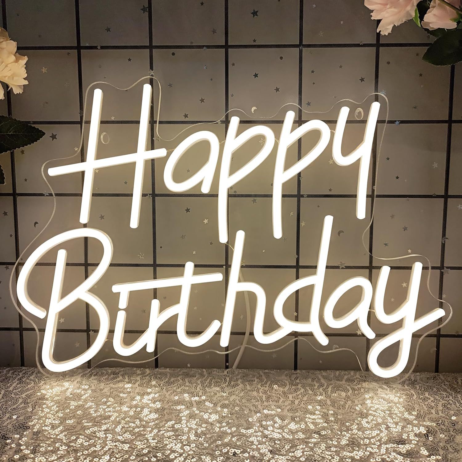 생일 축하해요40x30cm 따뜻한 흰색