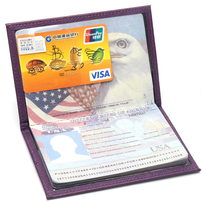 Slim US Passport Holder Protective Leather Case Portable Lychee Texture Passport Cover USA Travel Passport Wallet
