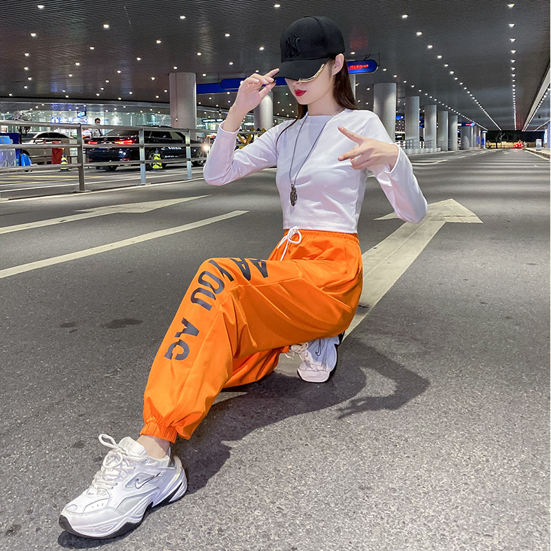 女性用クロスボーダーホットセールスポーツパンツ、2025年夏新作プリントハーレムパンツ、女性用ヒップホップファッションカジュアルレギンス、トレンディ|undefined