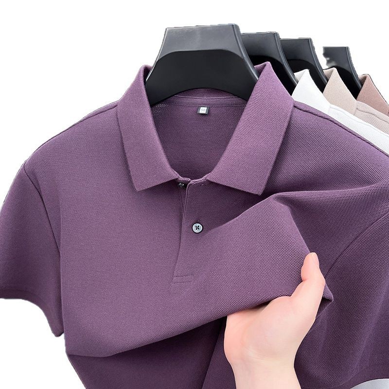 100 Cotton T-shirt Men's Short-sleeved Summer Cotton Short-sleeved Men's Polo Shirt Cotton Lapel Short-sleeved T-shirt Men's Clothing