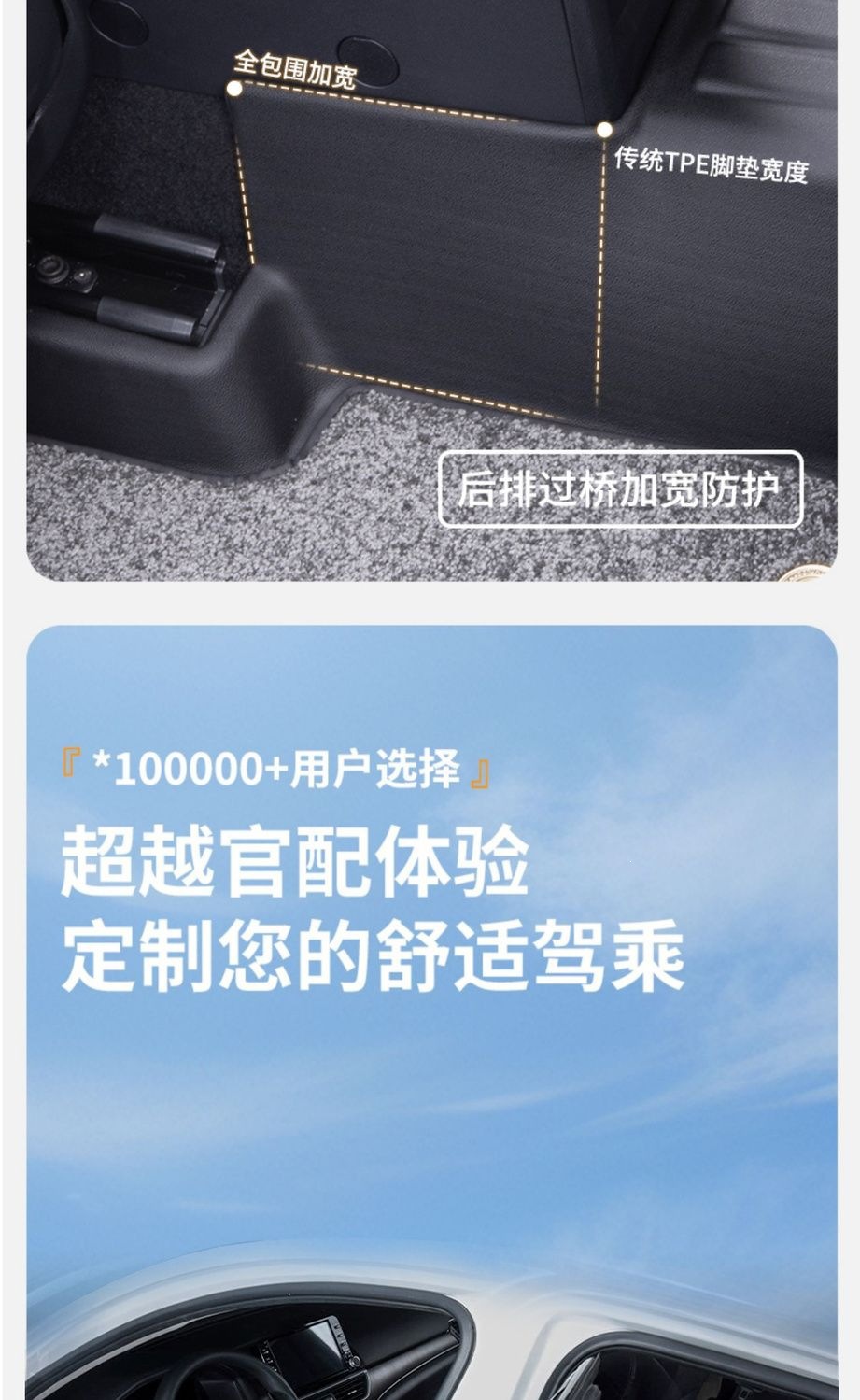 TPE car floor mat, full coverage for five-seater, single driver's seat, carpet-style, double-layer silk loop, upper layer for rear seats