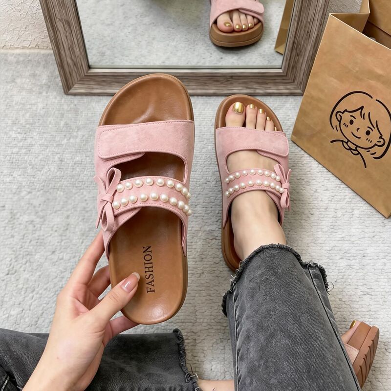 Birkenstock Slippers for Women, New Summer Fashion Pearl Magic Strap 3cm Thick-Soled Slippers, Cross-Border Wholesale Birkenstock Slippers for Women, New Summer Fashion Pearl Magic Strap 3cm Thick-Soled Slippers, Cross-Border Wholesale