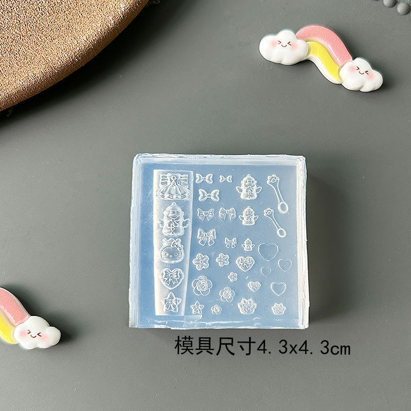 Molde de manicura amor arco en relieve flor ornamentos molde abrasivo alta permeabilidad estereoscópica DIY decoración molde de silicona
