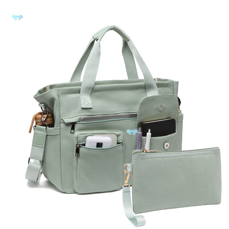 2 ピース/セットキャンバストートバッグ女性のラップトップワークバッグハンドバッグ|undefined