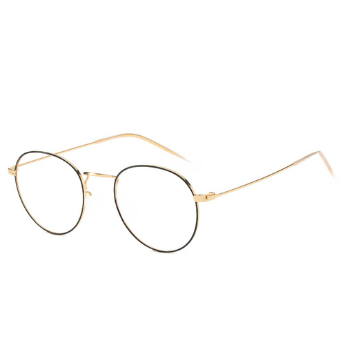 Minimalist Round Frame Metal Full Frame Trendy Non-prescription Glasses Retro Anti-blue Light Color-changing Glasses for Women
