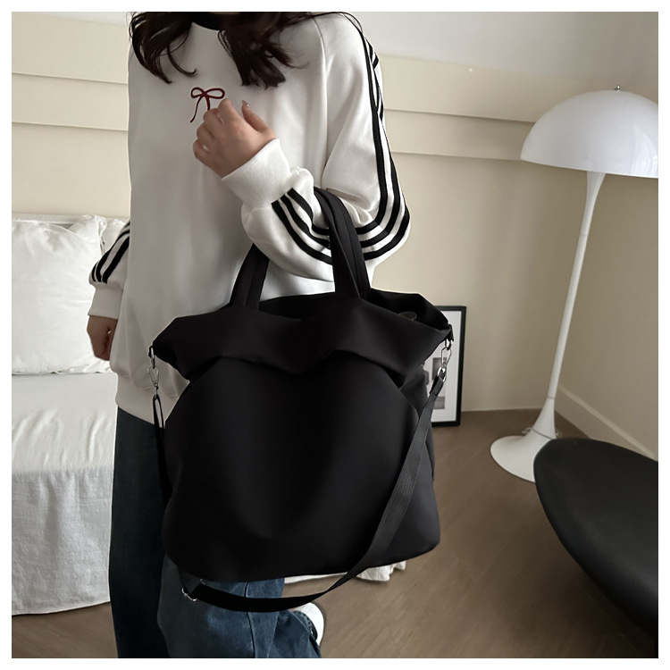 New casual nylon fashion solid color 2024 large-capacity solid color tote canvas crossbody single-shoulder hand-held Tote bag undefined