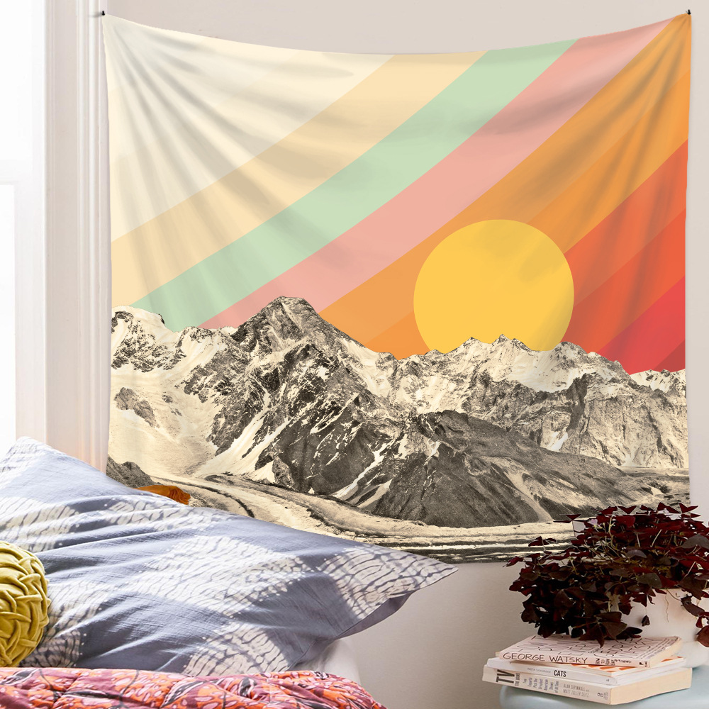 Tapestry Bohemian Upholstery Cloth Background Hanging Cloth Mountain Range Tapestry Custom Tapestry display picture 6