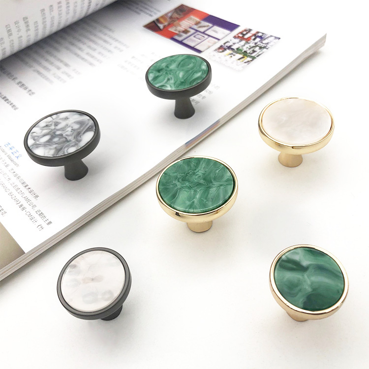 Manufacturer of drawer cabinet door zinc alloy shell handle marble gold cabinet door handle wardrobe single hole small handle