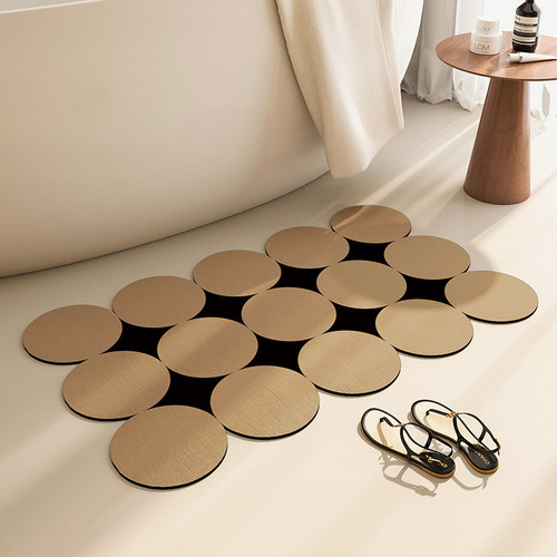 Bathroom Diatomaceous Earth Soft Mat Sanitary Ware Water Absorbent Anti-Slip Foot Mat Household Sink Cream Style Anti-Slip Irregular Mat