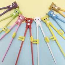 跨境新款儿童硅胶辅食筷子卡通小熊幼儿园宝宝吃饭练习筷现货批发