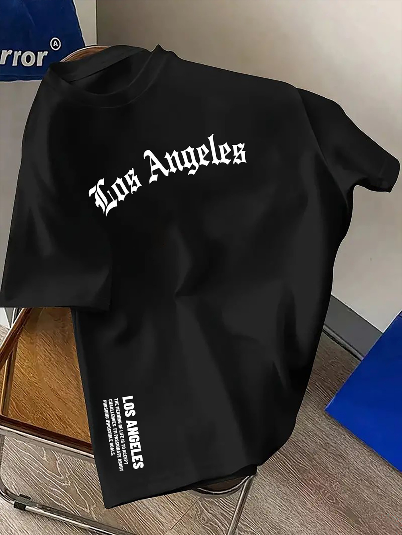 Herr t-shirt i bomull med los angeles tryck och lös passform_voghion.com