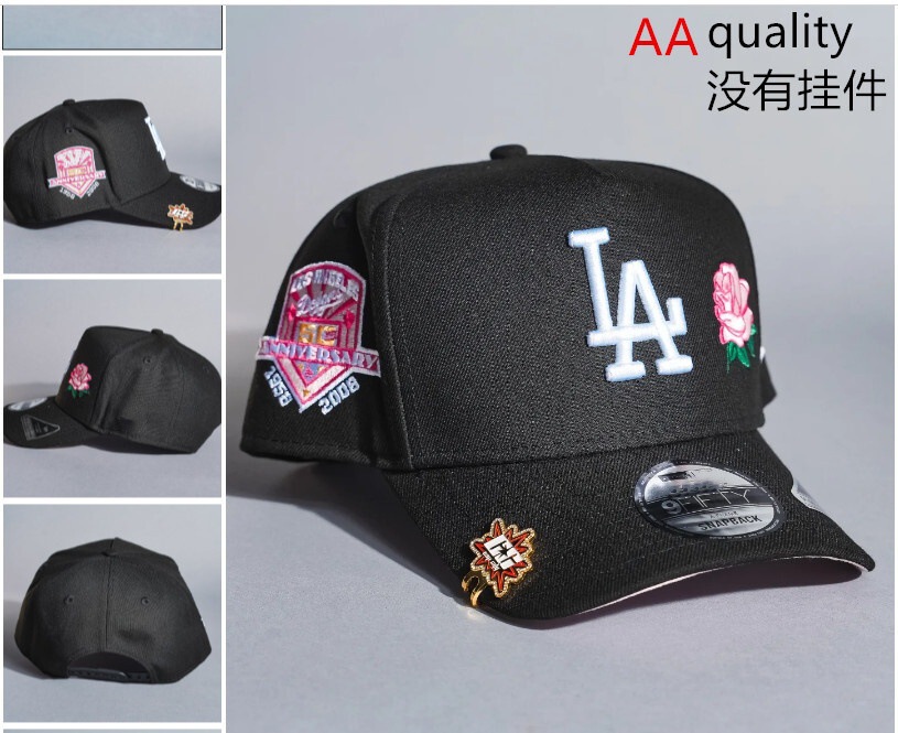 Comercio exterior transfronterizo al por mayor 2026 AA gorra de boca de pato bordado tridimensional ajustable gorra de hip-hop Yankees Dodgers