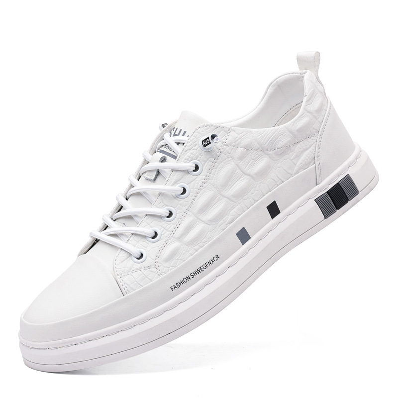 Trendige Weiße Herren Freizeitschuhe Aus Leder Flach Britisch_voghion.com