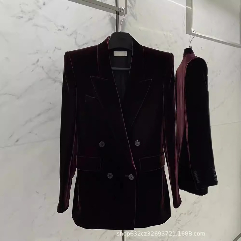 High-End Velvet Blazer for Women 2025 Early Autumn New French Haute Couture Light Luxury Elegant Socialite Slimming Suit