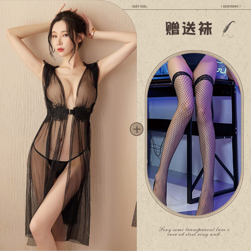 블랙 + 블랙 망사 스타킹