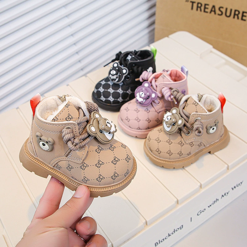 Детская мода мультяшная хлопчатобумажная обувь 2024 зимняя новая комнатная и наружная теплая обувь для мужчин и женщин толстая мягкая подошва хлопчатобумажная обувь