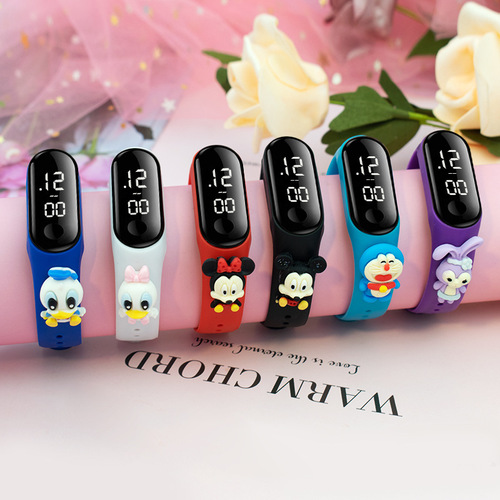 Hottest Pop Cartoon LED Character Electronic Watch for Children Boys and Girls Students Touchscreen Waterproof Bracelet Watch Gift