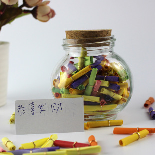 Colorful Small Paper Strips School Wishing Bottle Creative Cork Glass Bottle Heart Wish Drift Bottle Blessing Small Girlfriend Gift