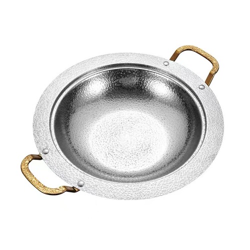 Stainless Steel Hammered Snowflake Dry Pot, Korean Alcohol Stove, Seafood Pot, Pasta & Military Hot Pot, and Bullfrog Food Tray—Commercial Grade