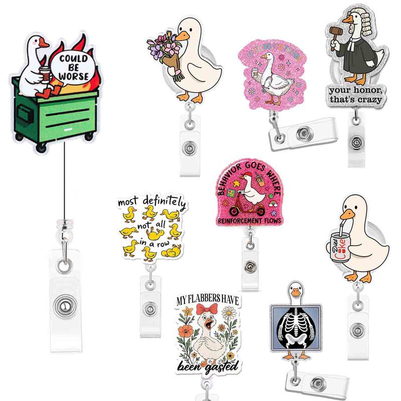 New acrylic retractable badge holder with cute duck design, rotatable and extendable, suitable for medical workers and cartoon badge clips New acrylic retractable badge holder with cute duck design, rotatable and extendable, suitable for medical workers and cartoon badge clips