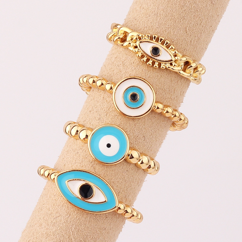Fashion Devilu0027S Eye Copper Open Ring Enamel Copper Rings
