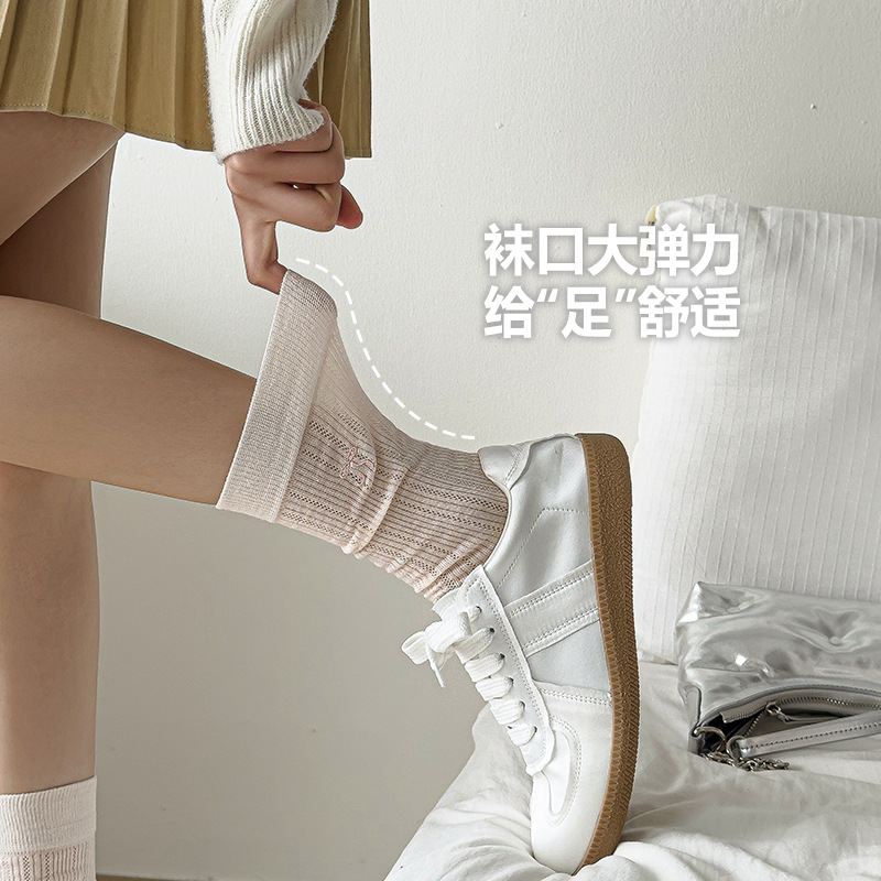 YX pila calcetines mujeres verano delgado estilo ballet arco bordado calcetines de malla transpirable pantorrilla versátil calcetines