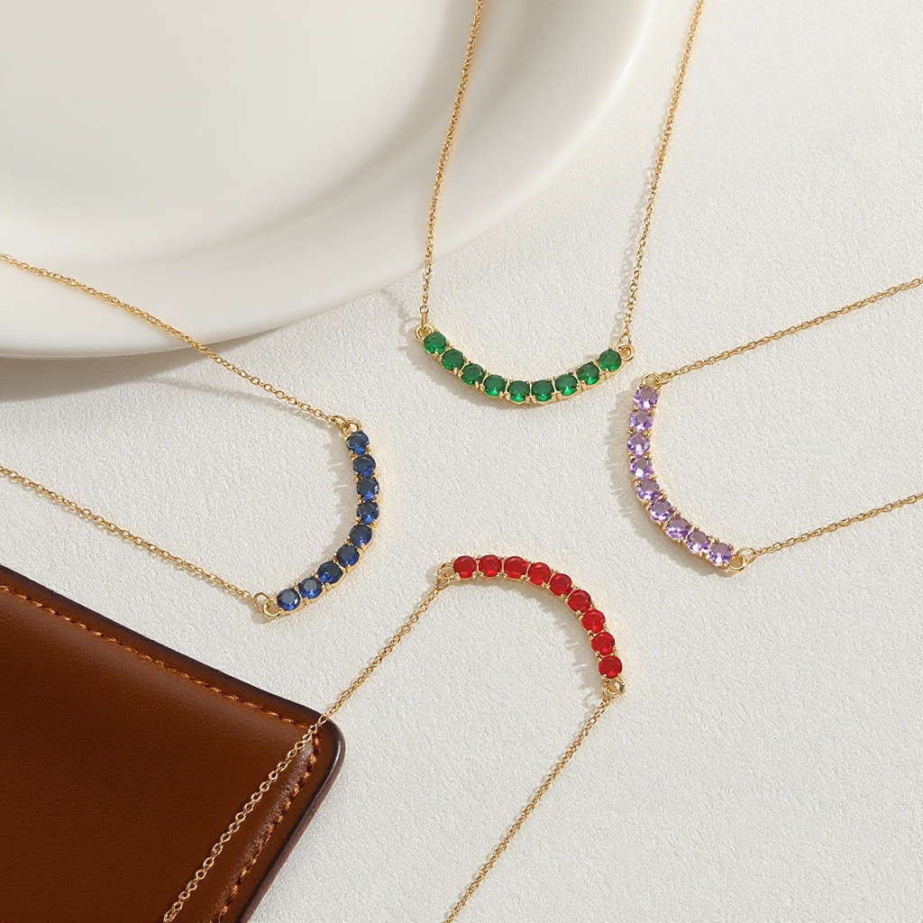 法式轻奢七彩微笑超闪满钻微镶项链女生时尚精致百搭高级感锁骨链