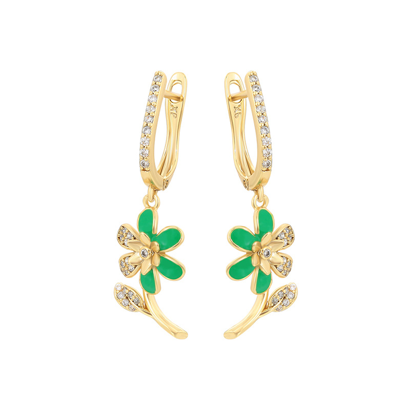 Xuping nicho de diseño de orejas con bordillos de flores de aleación de cobre chapado 14k color europeo y americano personalidad transfronteriza orejas al por mayor mujeres