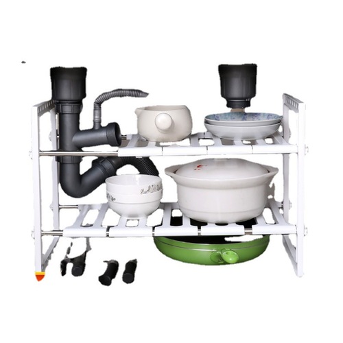 Retractable stainless steel sink shelf kitchen storage rack multi-layer telescopic storage rack floor storage rack pot rack