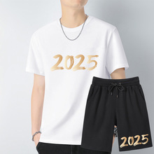 2025新年新款夏季男士棉质短袖短裤休闲套装运动套装跨境东南亚热