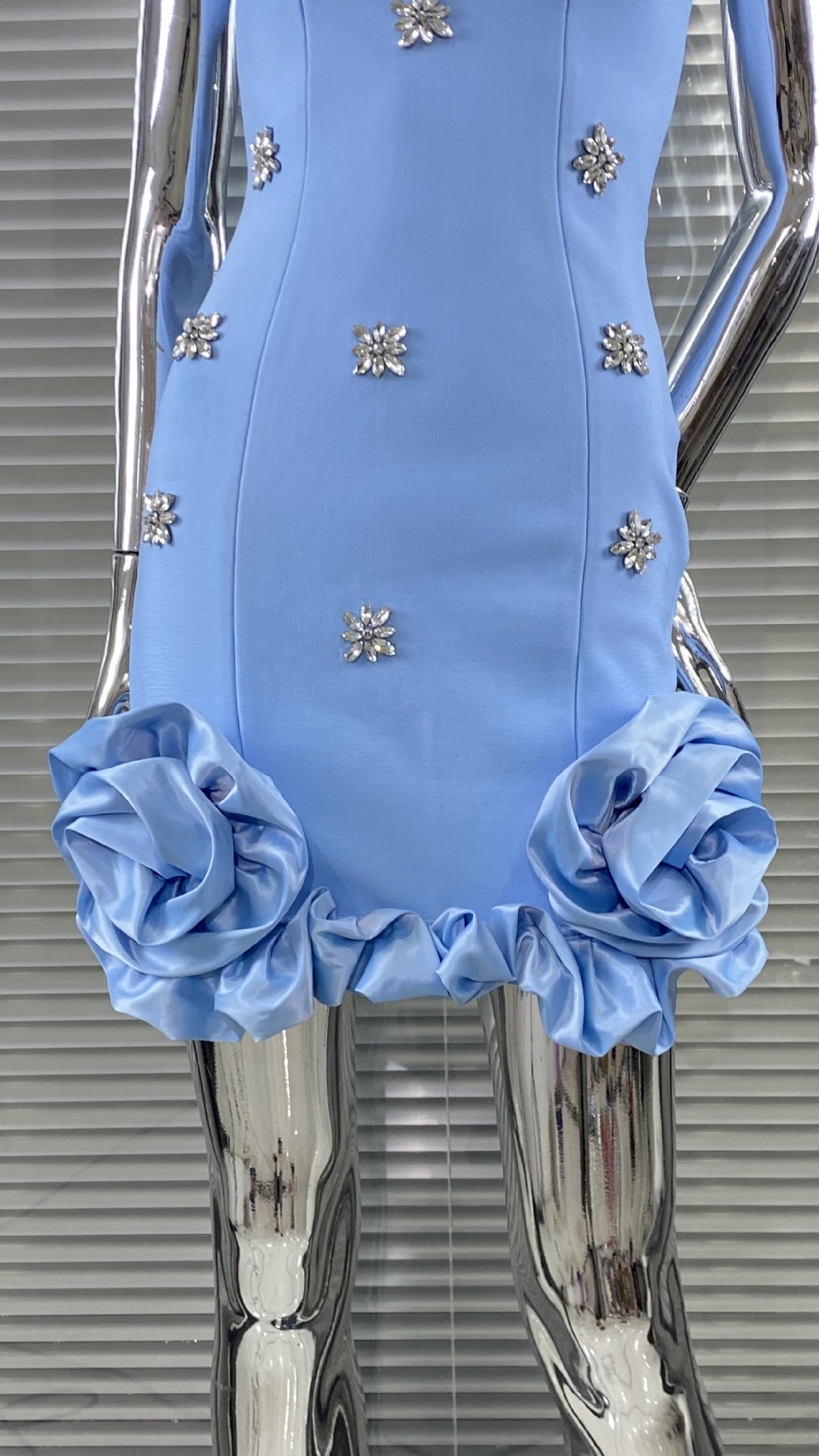 Women's Clothing Luxury Sleeveless Bandage Dress Rhinestone Embellished Tulip Shaped Skirt Bodycon Style Party Women's Clothing_ecoleips.com