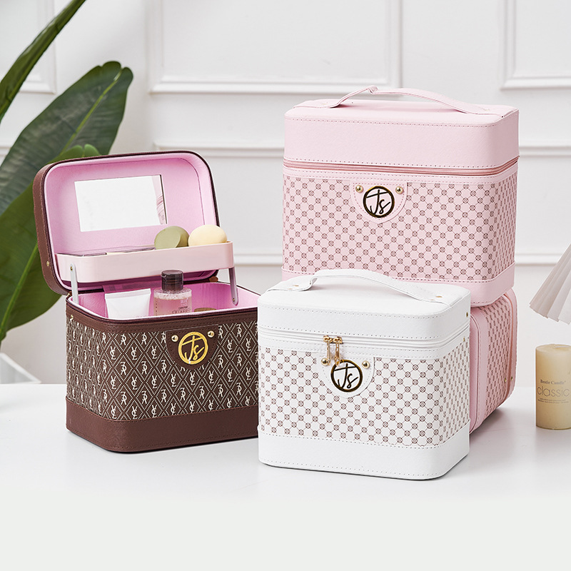 Maleta de Maquillaje de Moda con Compartimentos Interiores, Caja de Almacenamiento de Cosméticos Multifuncional, Maleta de Gran Capacidad, Venta al por Mayor